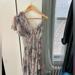 Zimmermann | blue chiffon floral asymmetrical dress | size 2